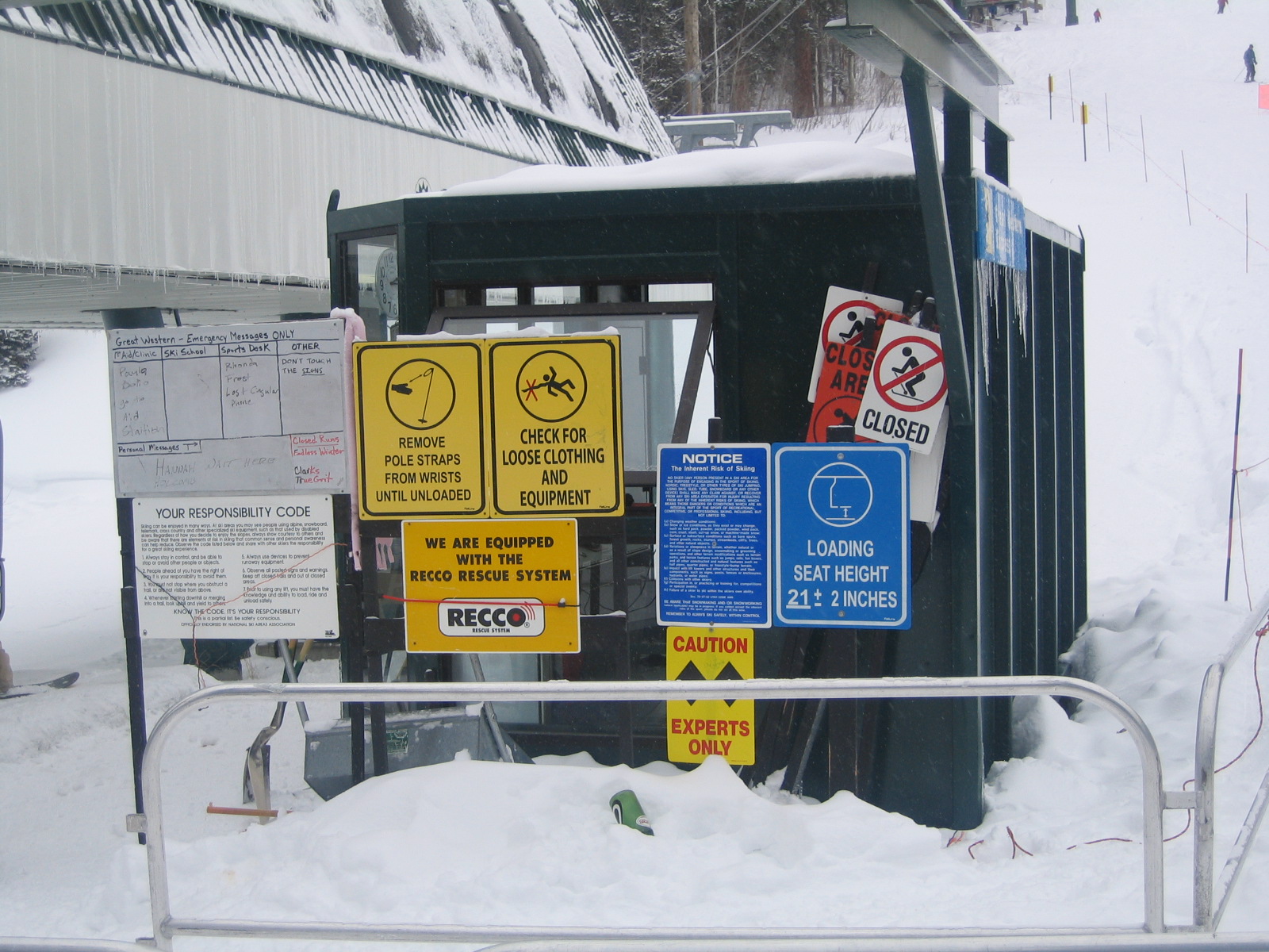 Numerous Information Signs for Ski Lift