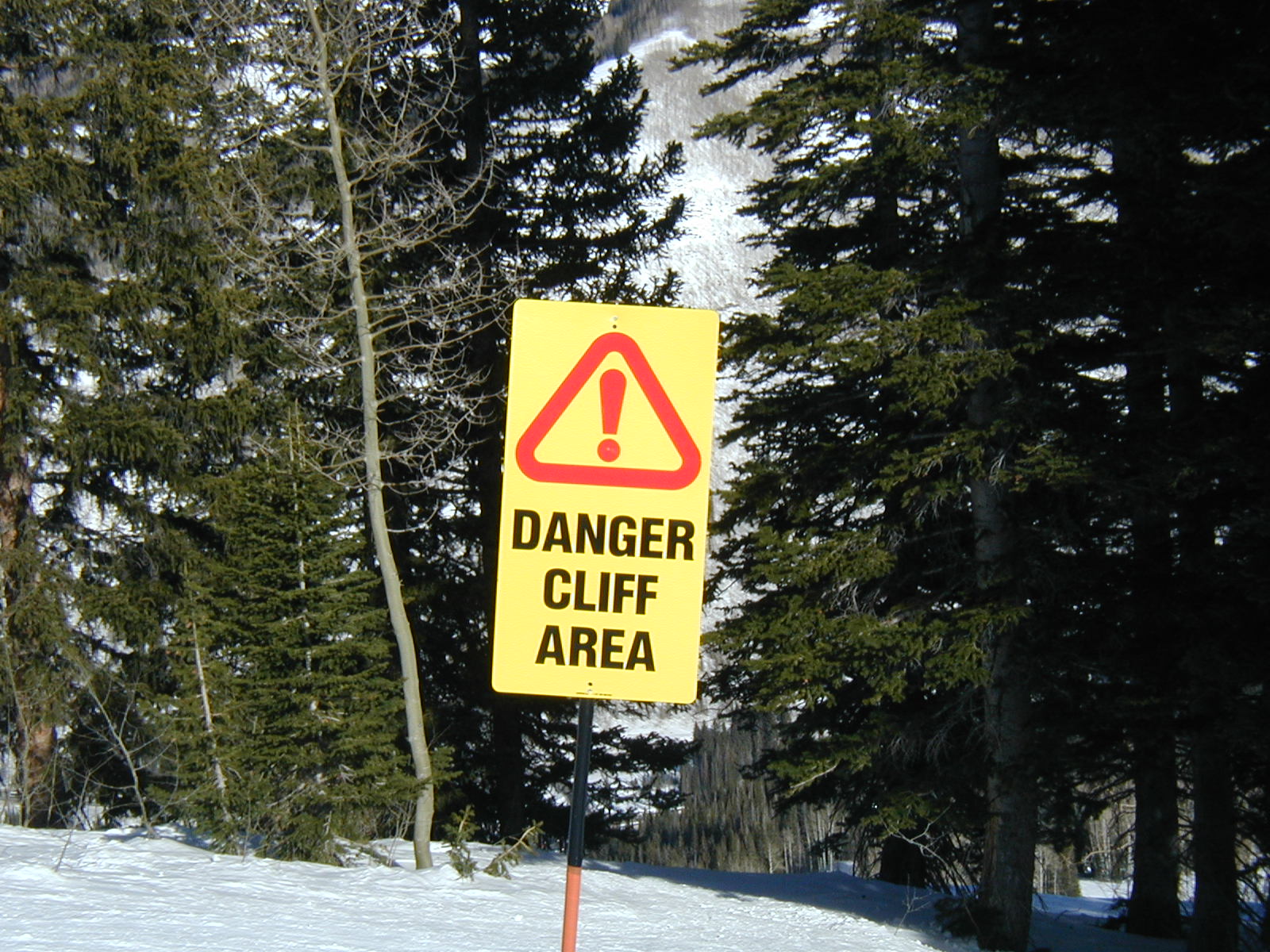 Trail Sign Warning About Cliffs
