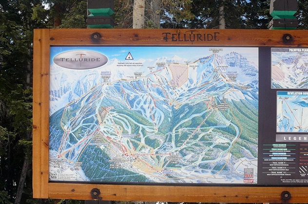 Printed Sign With Ski Trail Map