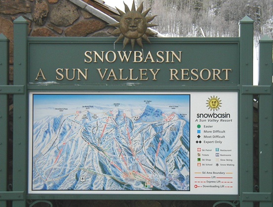 Printed Sign of Map for Snow Basin