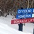 blue and red molded fiberglass trail run signs 