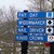 blue molded fiberglass trail run signs