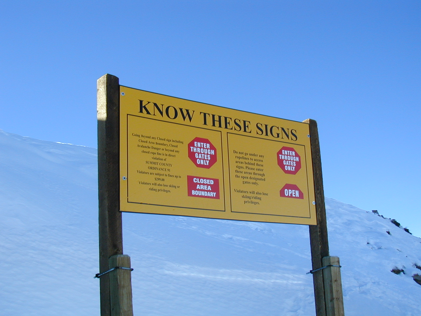 Printed Warning Information Ski Sign 