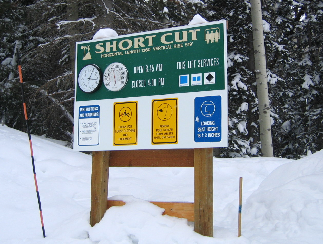 Shortcut Informative Ski Trail Sign