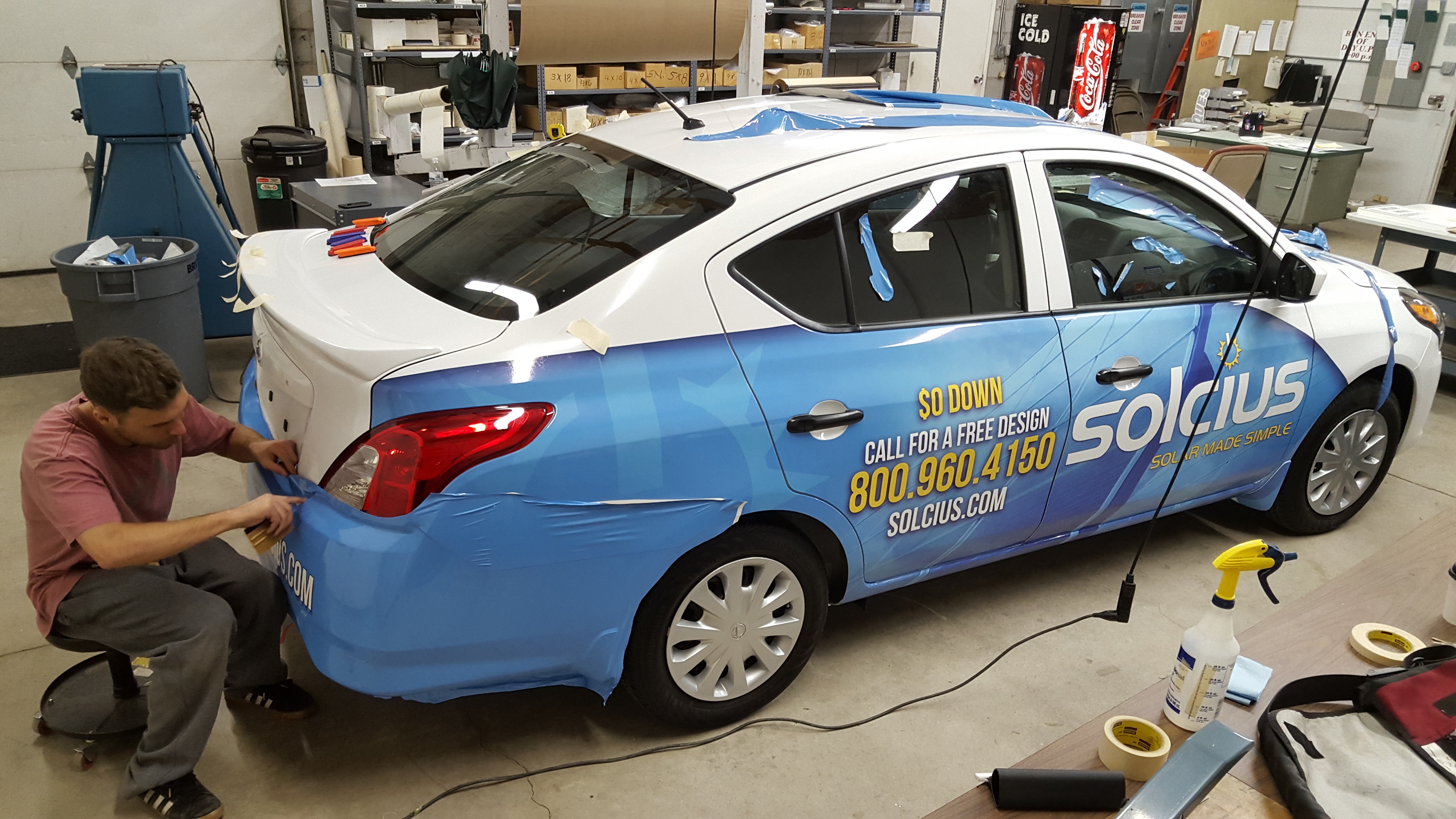 Vehicle Wrap Being Installed