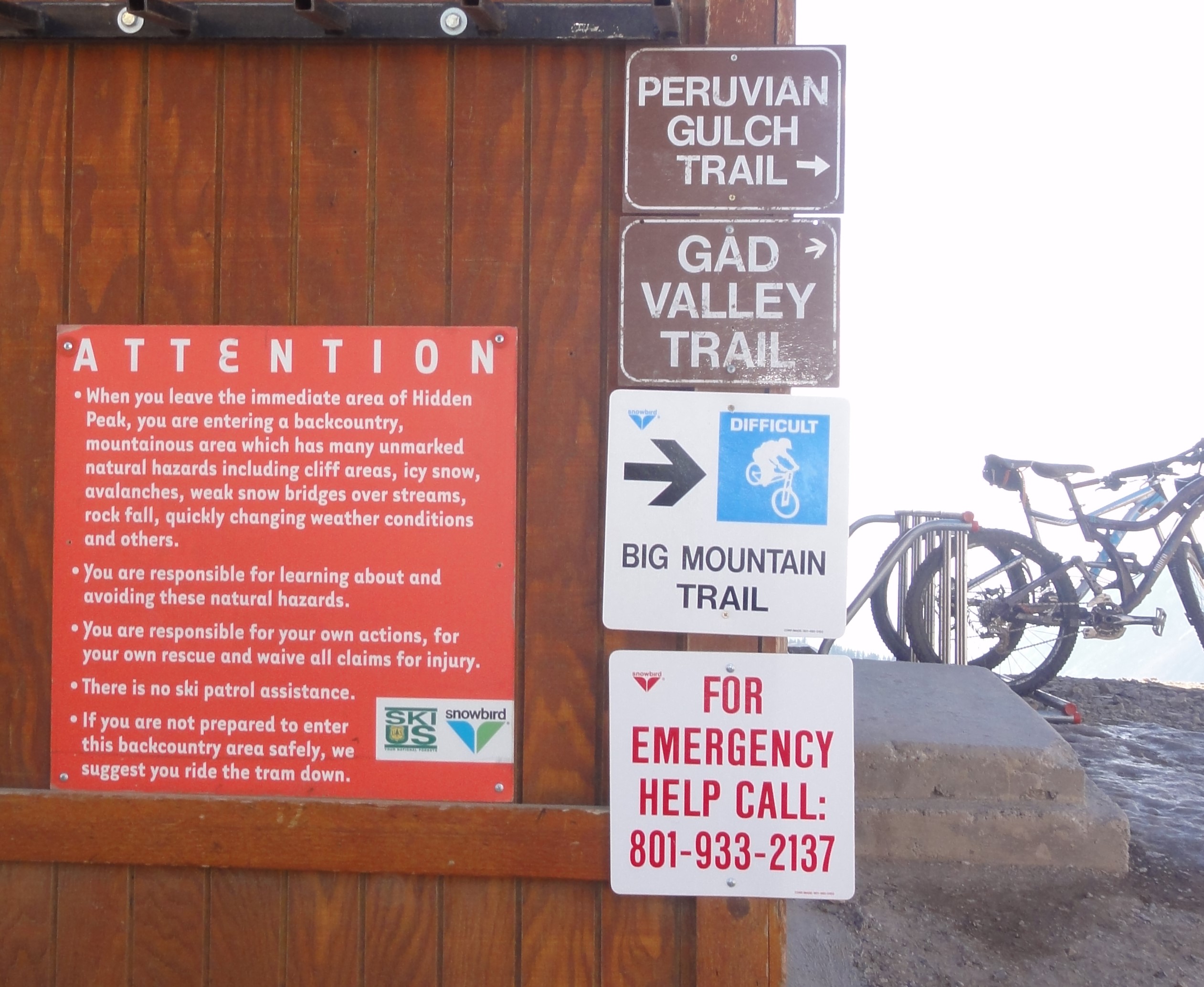Snowbird bike trail signs