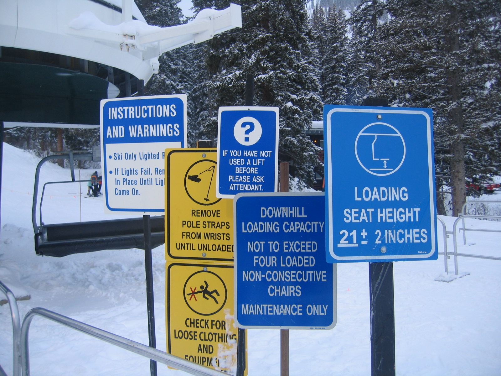Several Signs for Ski Lift