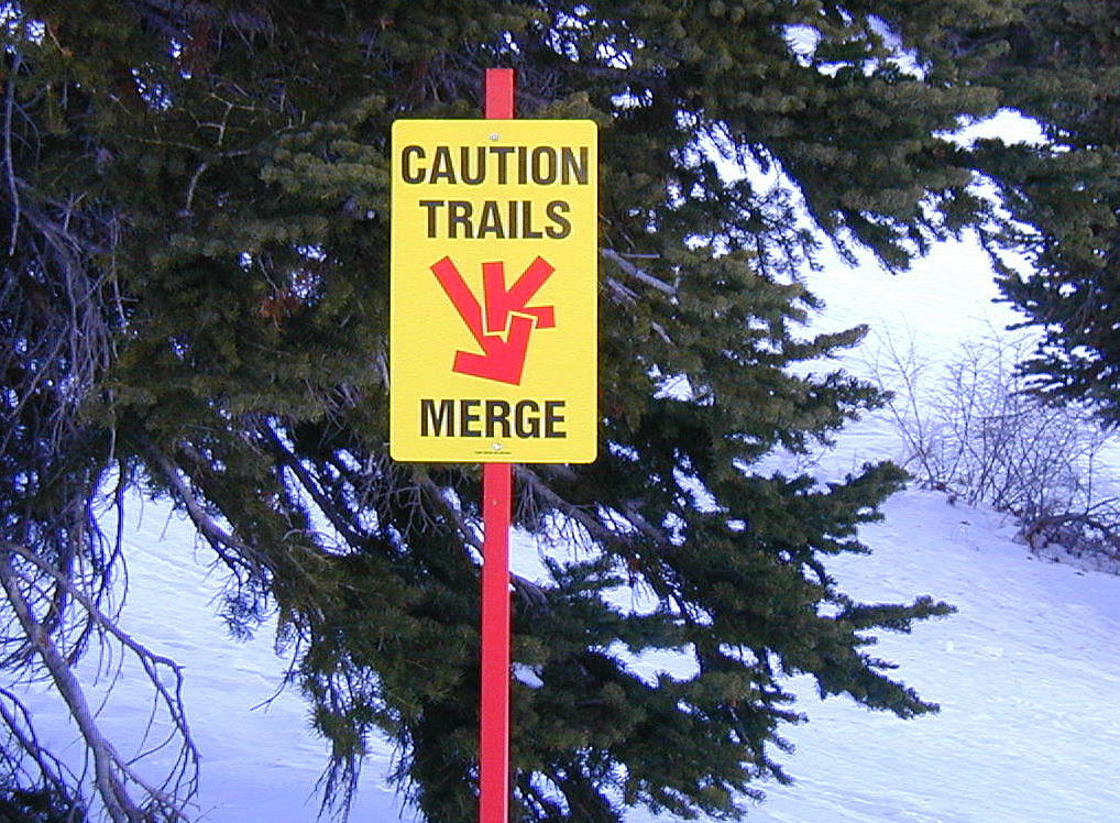 Caution Ski Trail Sign