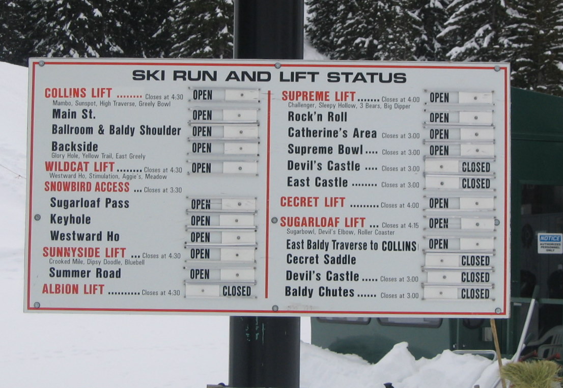 Printed Information Sign for Ski Resort