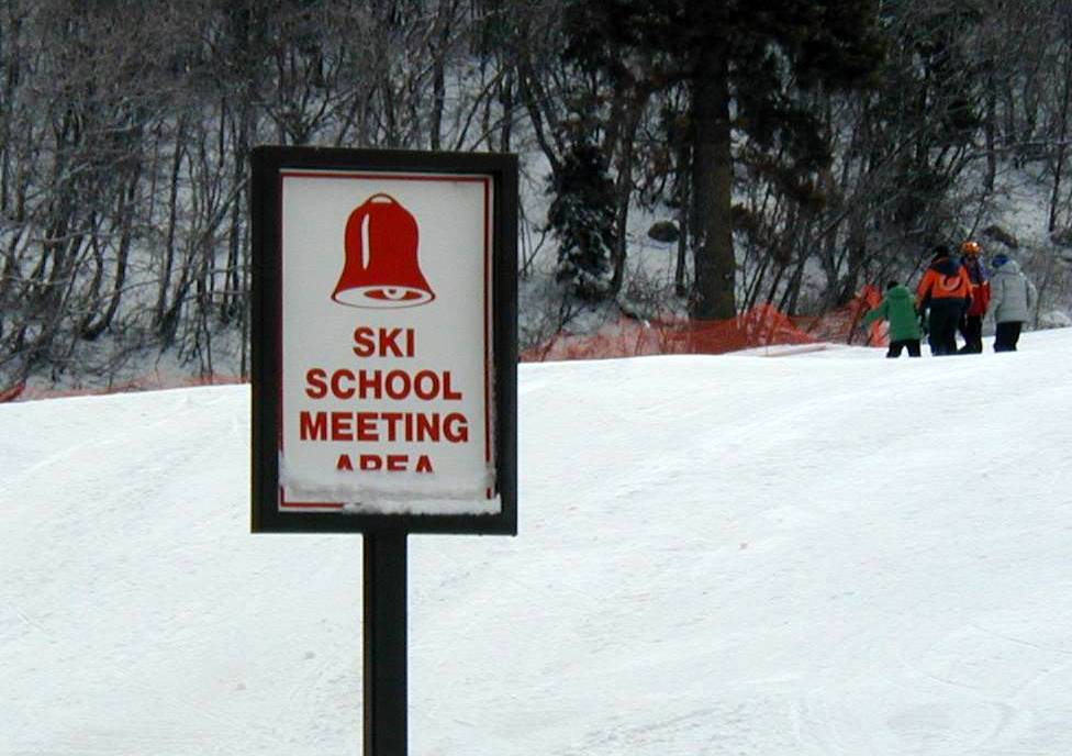 Ski School Meeting Area Sign