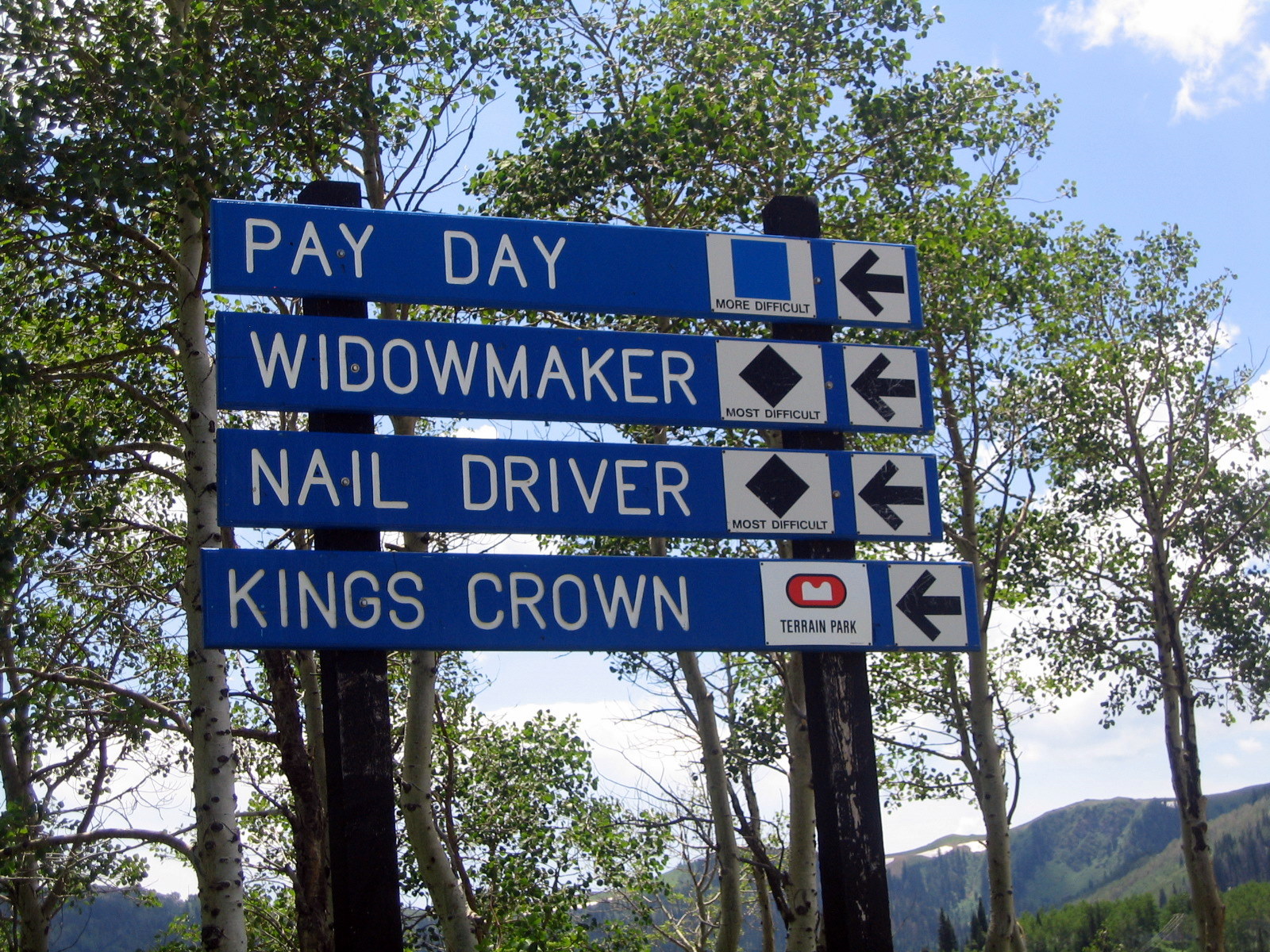 blue molded fiberglass trail run signs