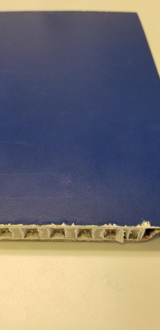Blue molded fiberglass trail sign corrugated plastic center