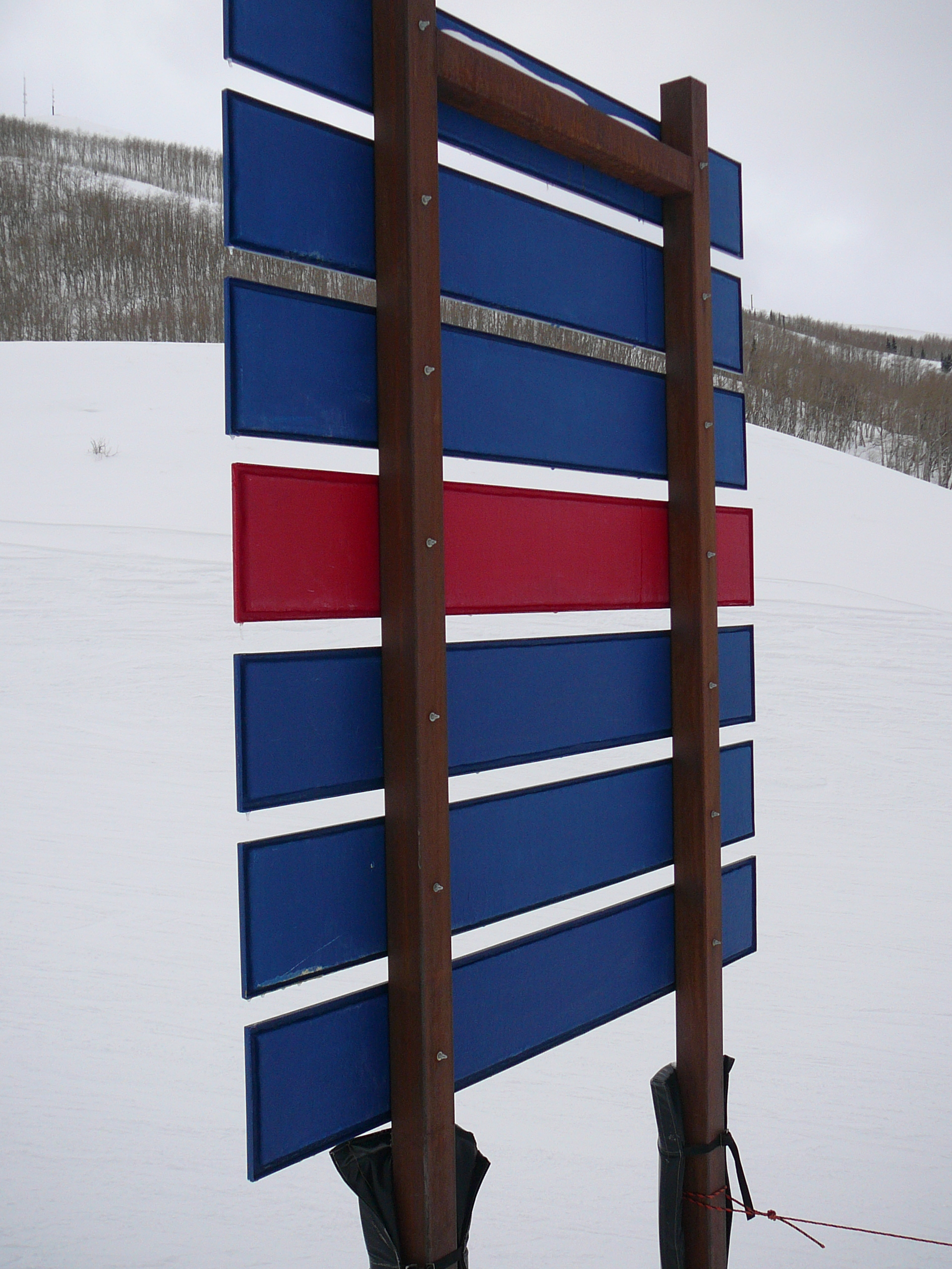 blue red molded fiberglass trail run signs corporate image back