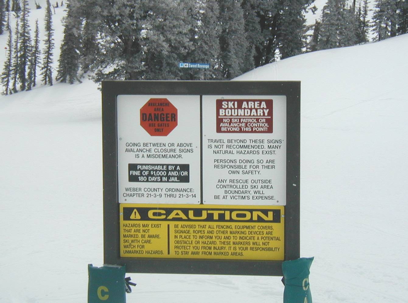 Warning Information Ski Trail Sign