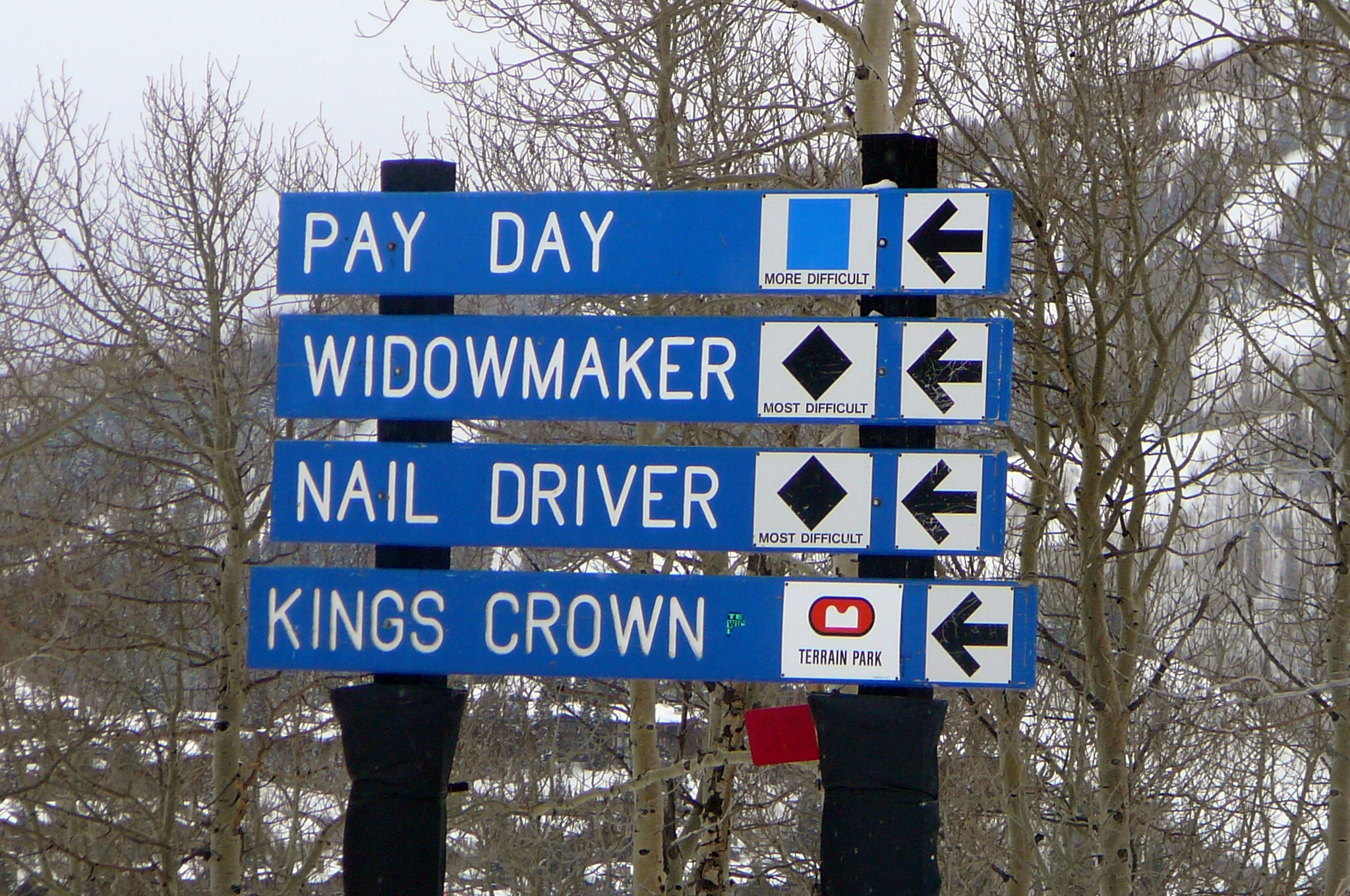 blue molded fiberglass trail run signs